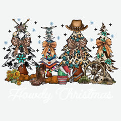 Western Cowboy Christmas Trees - Christmas Ready to Press DTF Transfer