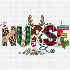 Western Nurse Christmas - Christmas Ready to Press DTF Transfer