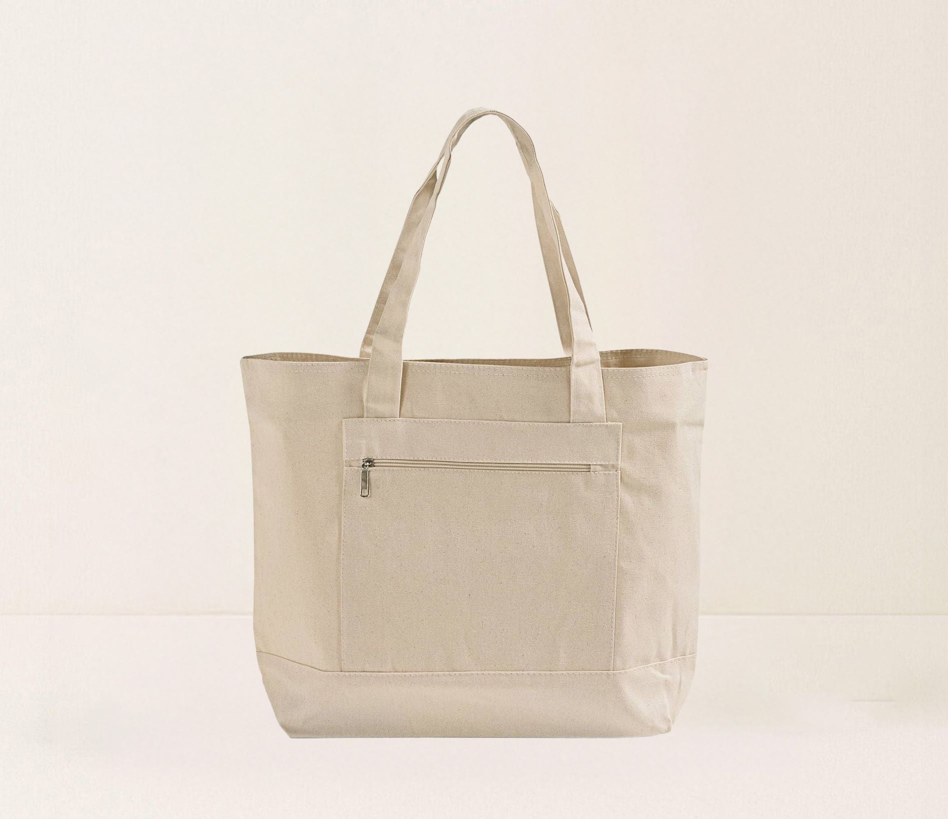 Blank Ultimate Zip Canvas Tote Bag — 12oz Cotton | Zipper Pocket