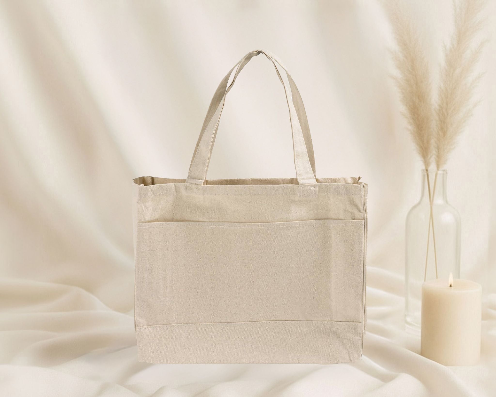 Blank Stylish Canvas Tote Bag — 12oz Cotton | Two-Tone