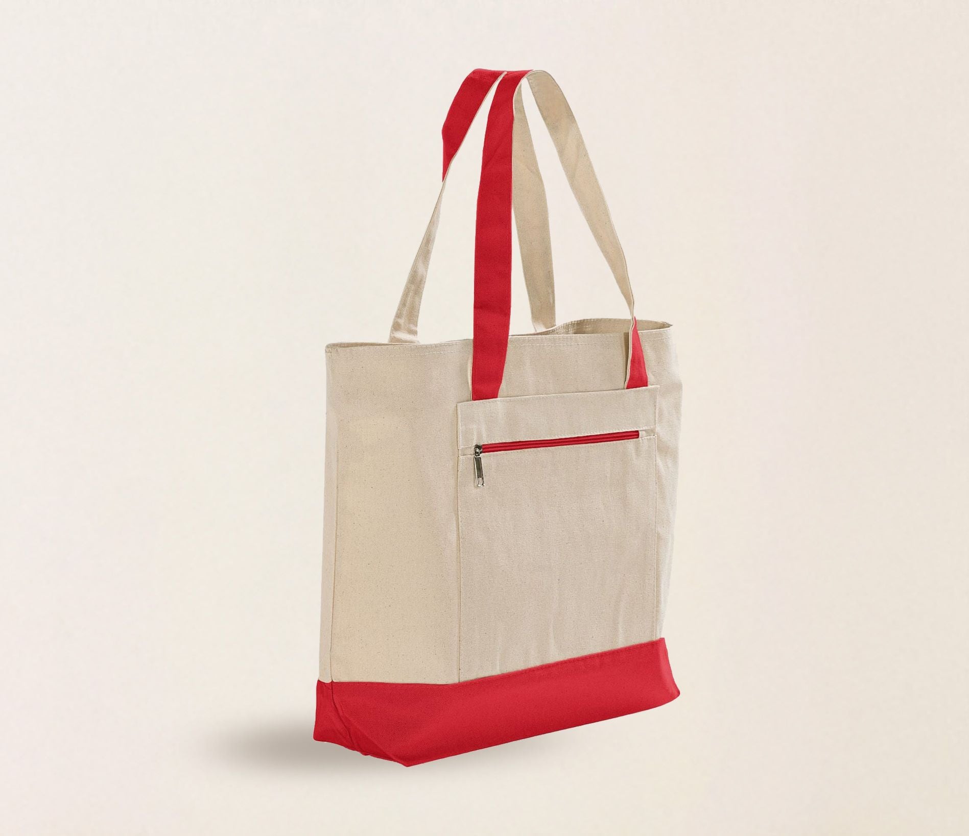 Blank Ultimate Zip Canvas Tote Bag — 12oz Cotton | Zipper Pocket