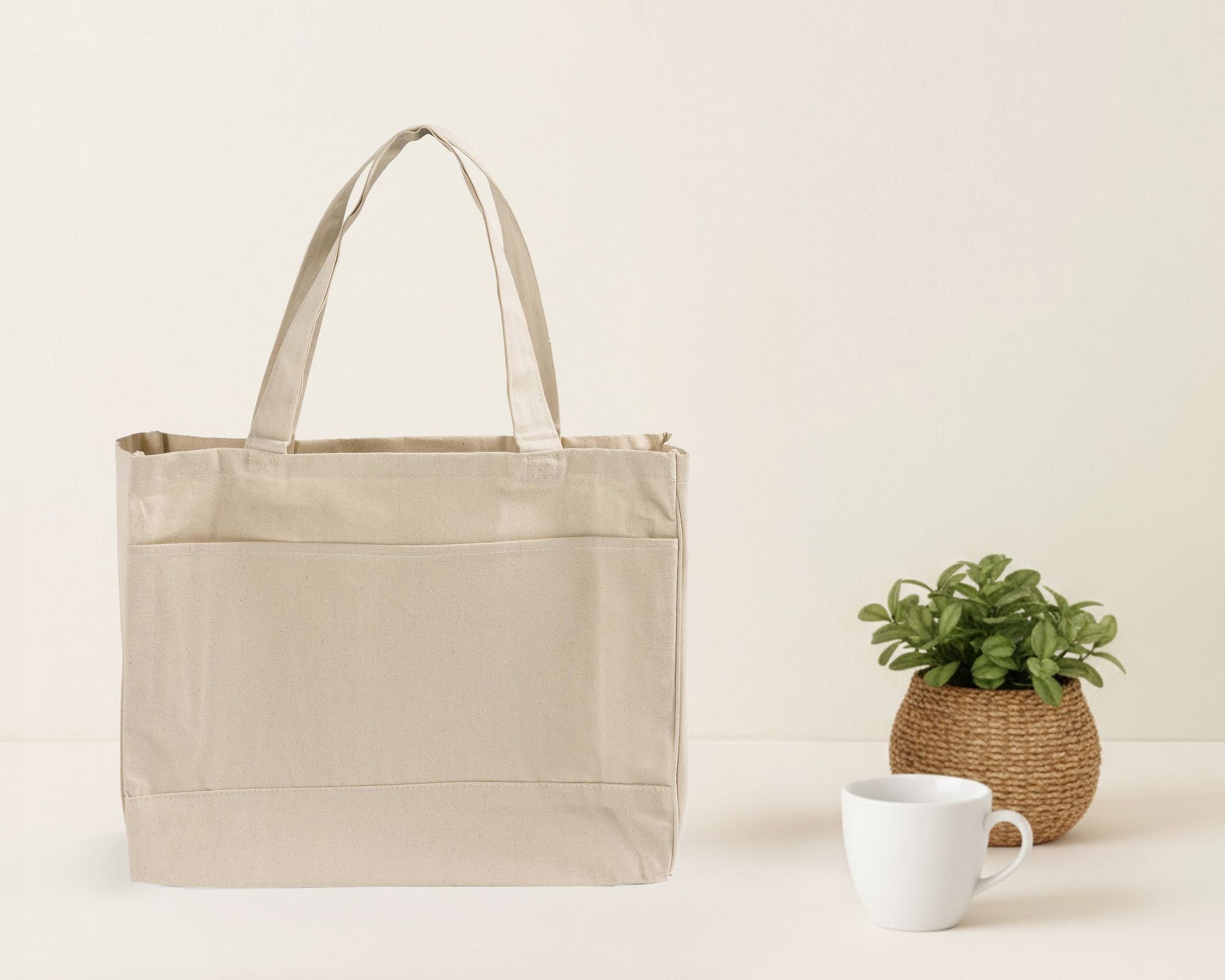 Blank Stylish Canvas Tote Bag — 12oz Cotton | Two-Tone