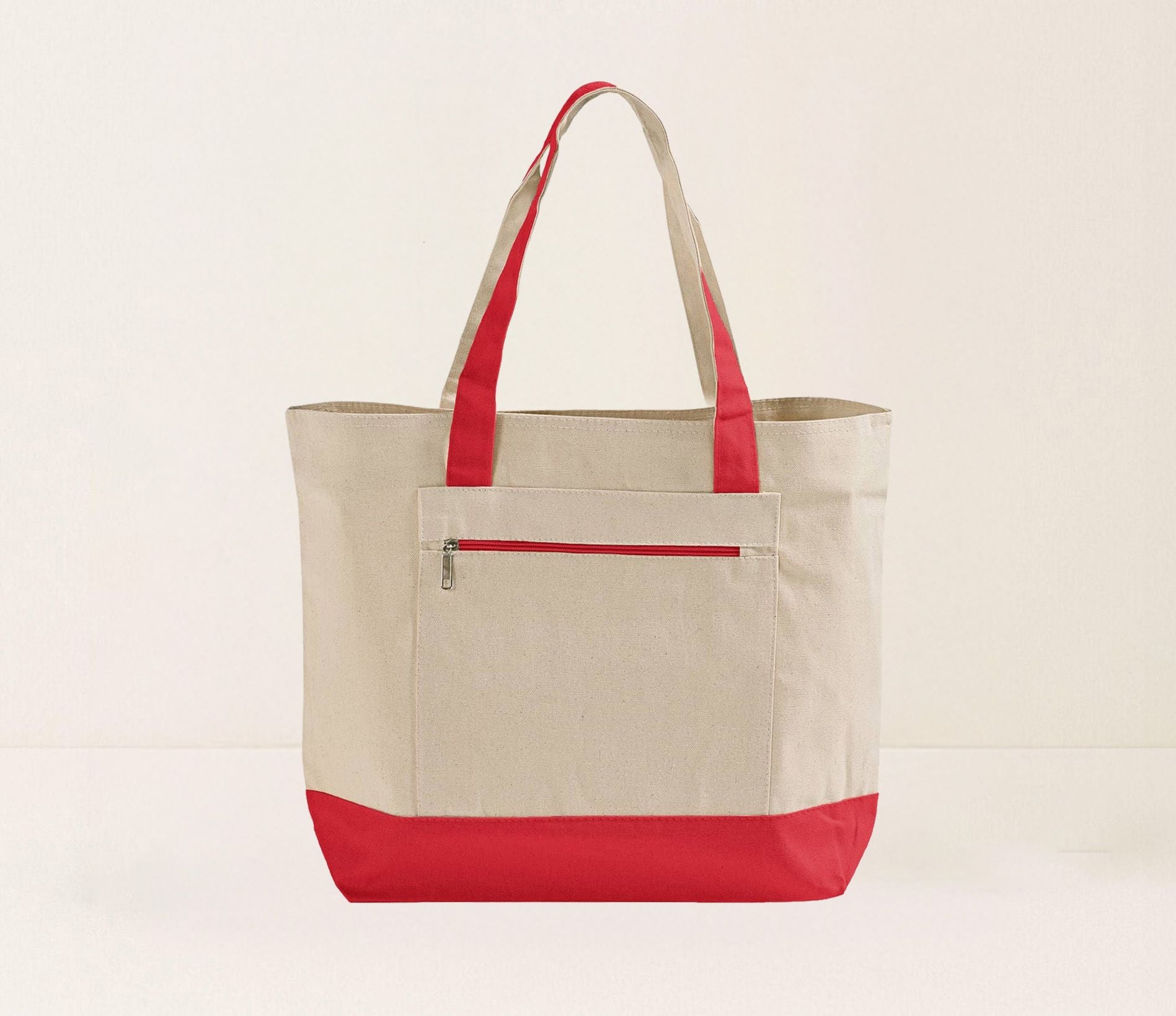 Blank Ultimate Zip Canvas Tote Bag — 12oz Cotton | Zipper Pocket