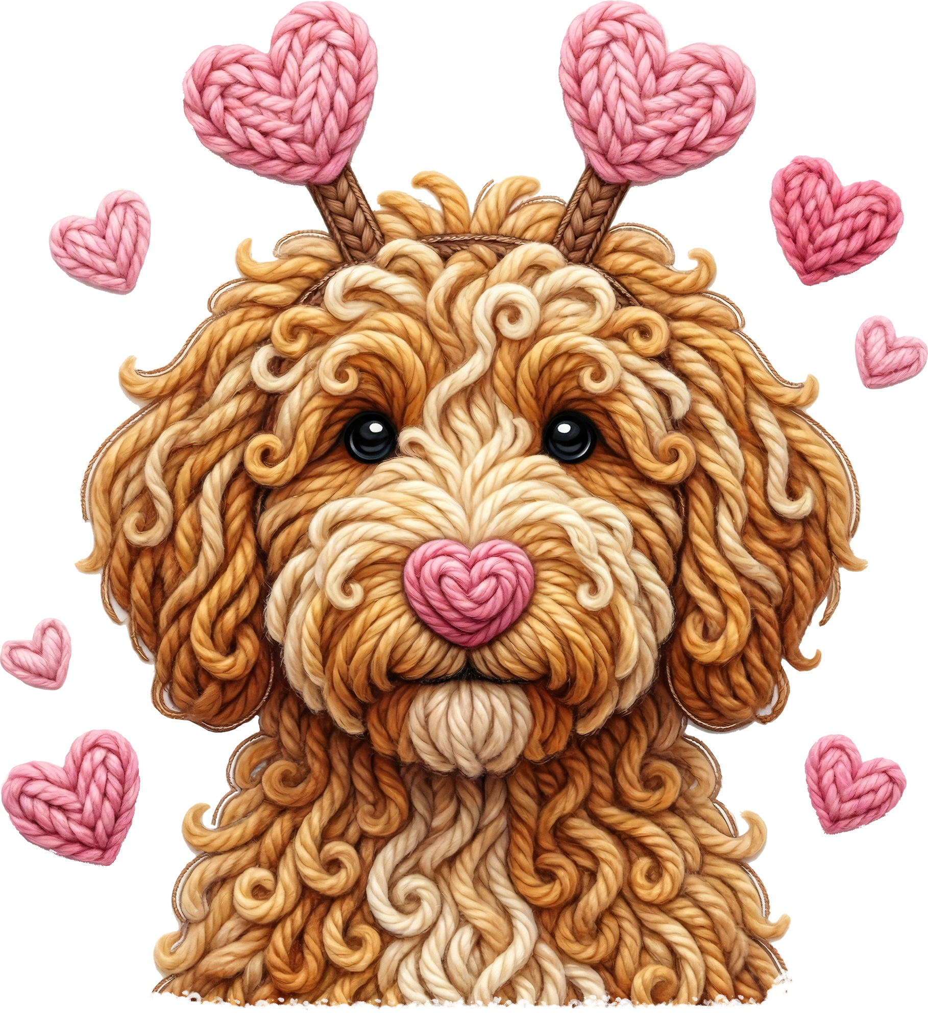 Faux Yarn Valentine Dog - Valentines Day Ready to Press DTF Transfer