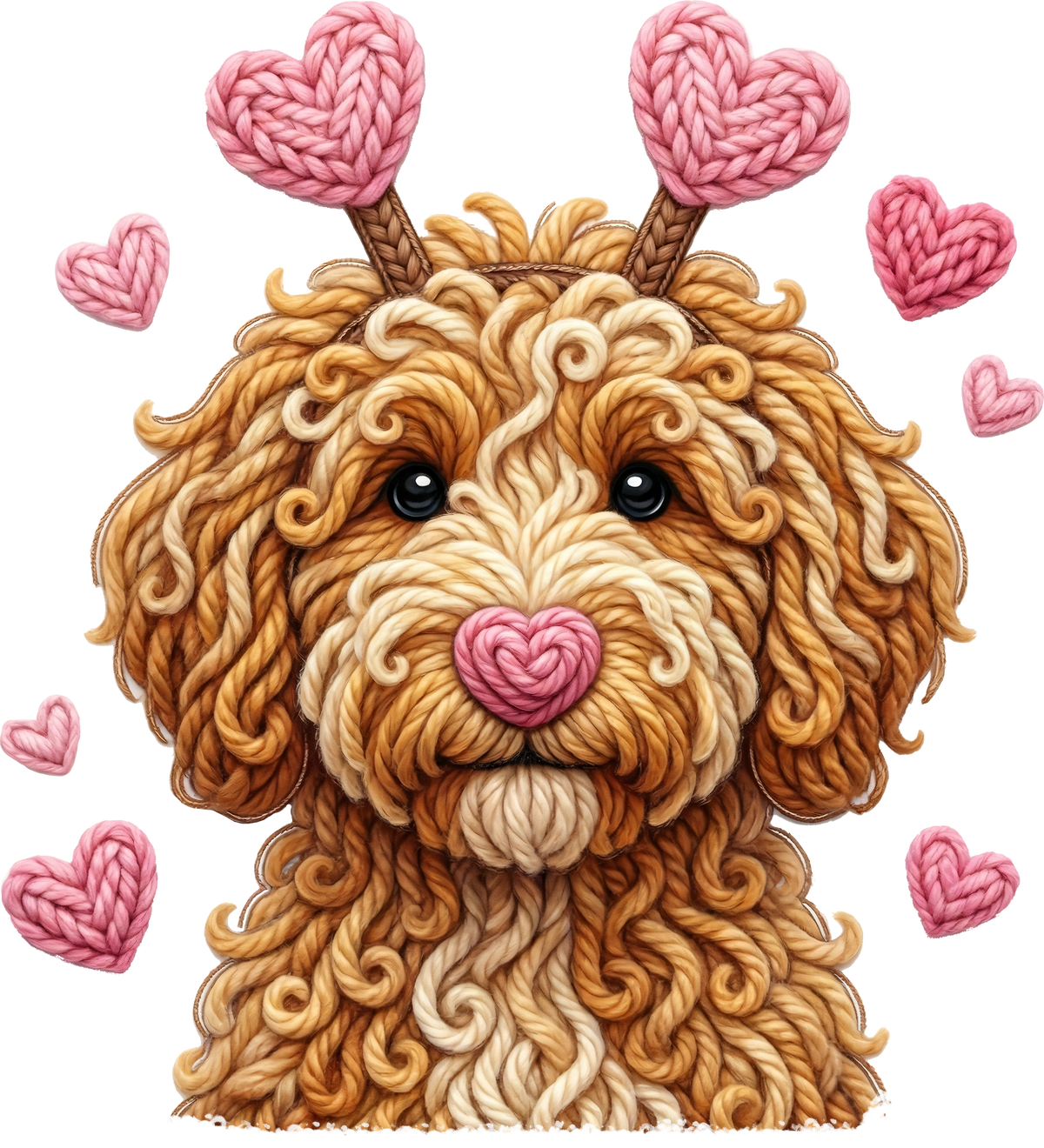 Faux Yarn Valentine Dog - Valentines Day Ready to Press DTF Transfer