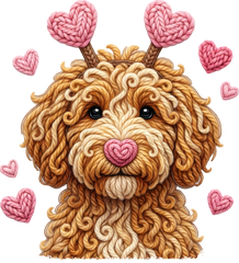 Faux Yarn Valentine Dog - Valentines Day Ready to Press DTF Transfer