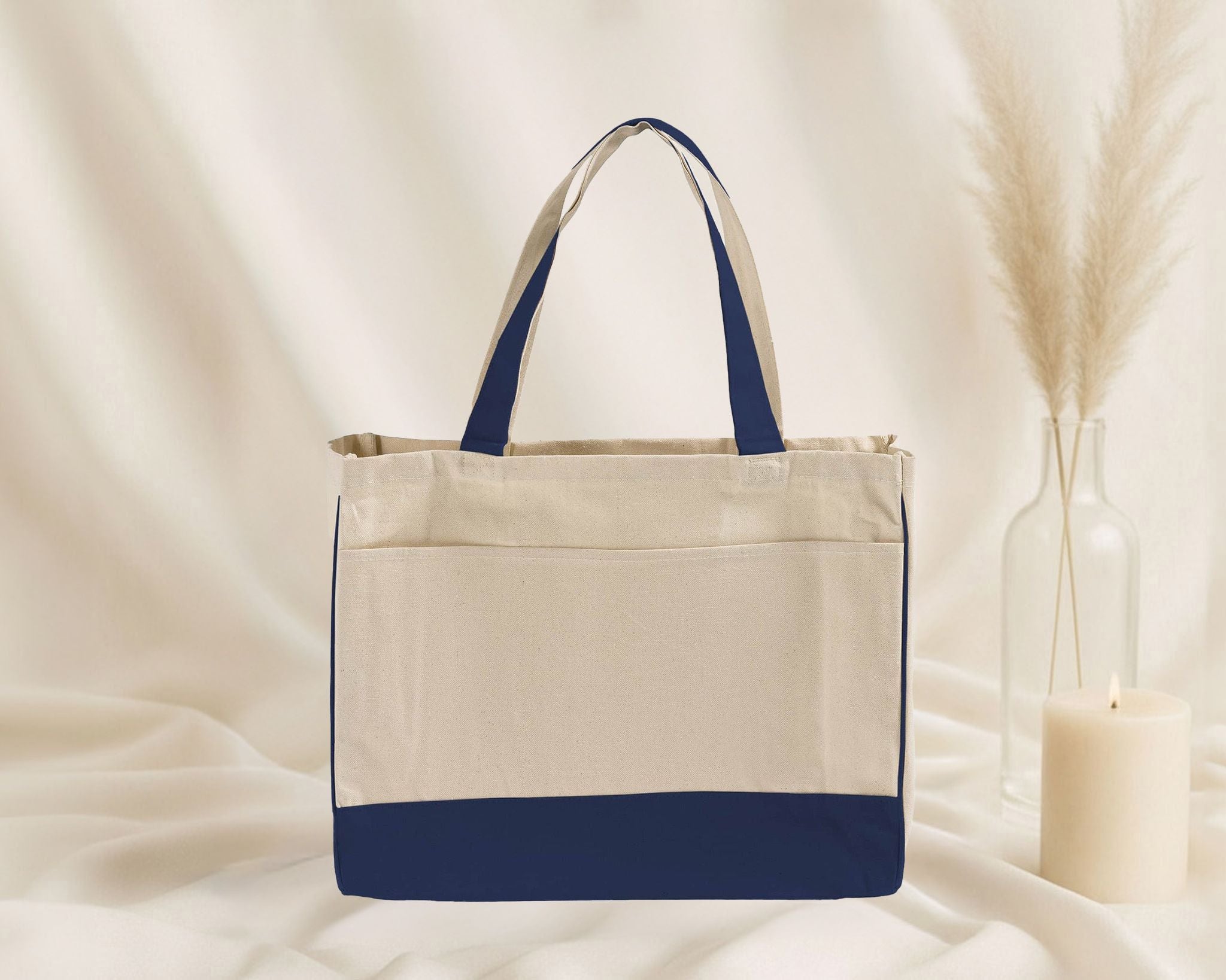 Blank Stylish Canvas Tote Bag — 12oz Cotton | Two-Tone