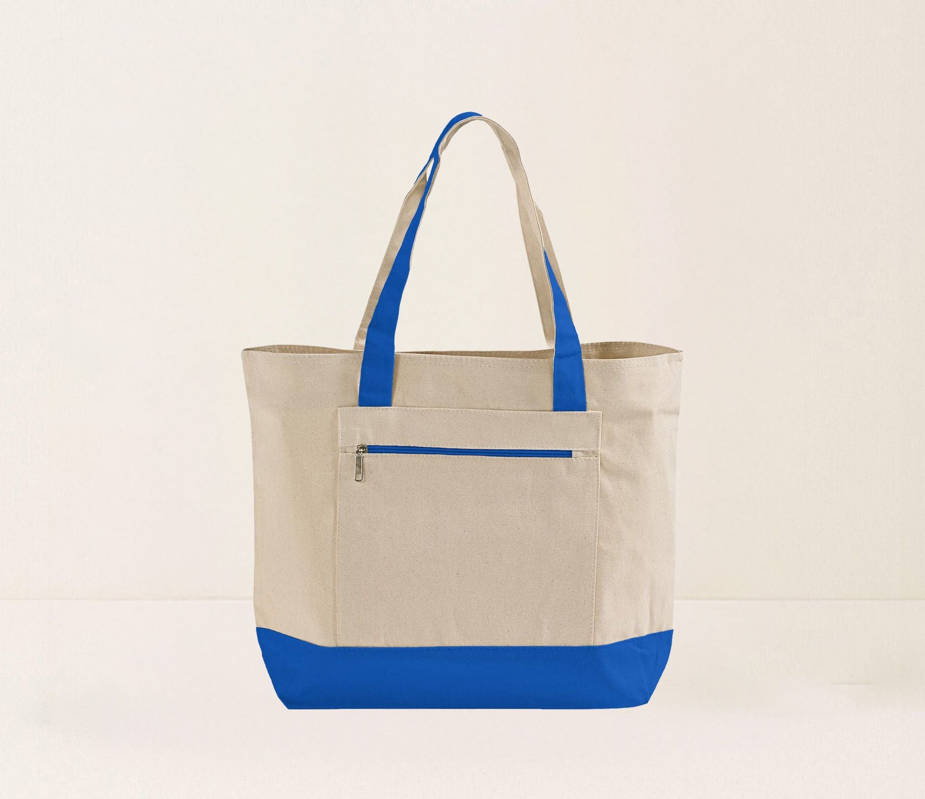 Blank Ultimate Zip Canvas Tote Bag — 12oz Cotton | Zipper Pocket