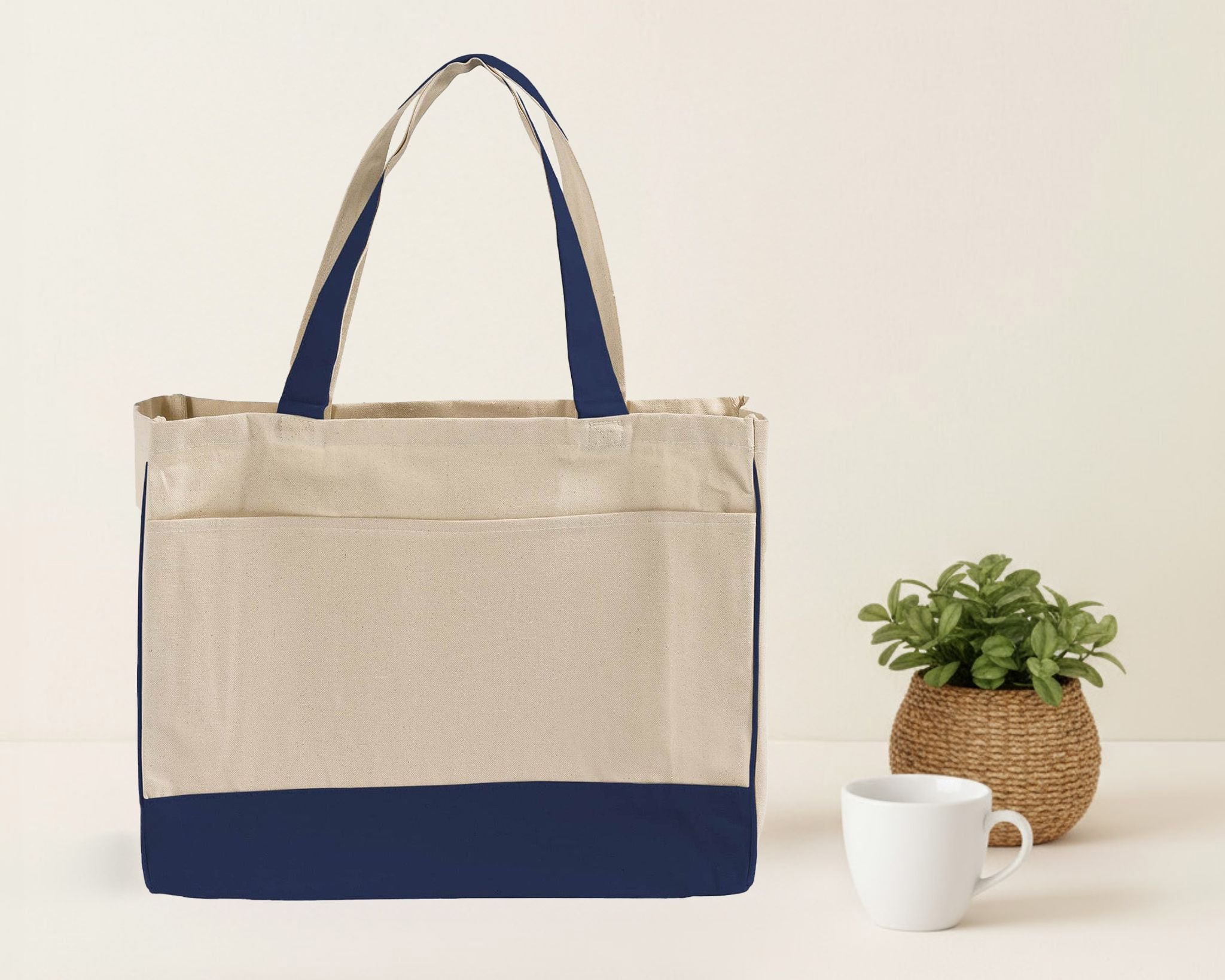 Blank Stylish Canvas Tote Bag — 12oz Cotton | Two-Tone