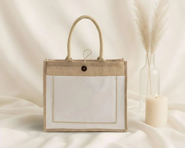 Blank Jute Tote Bag — Natural Burlap