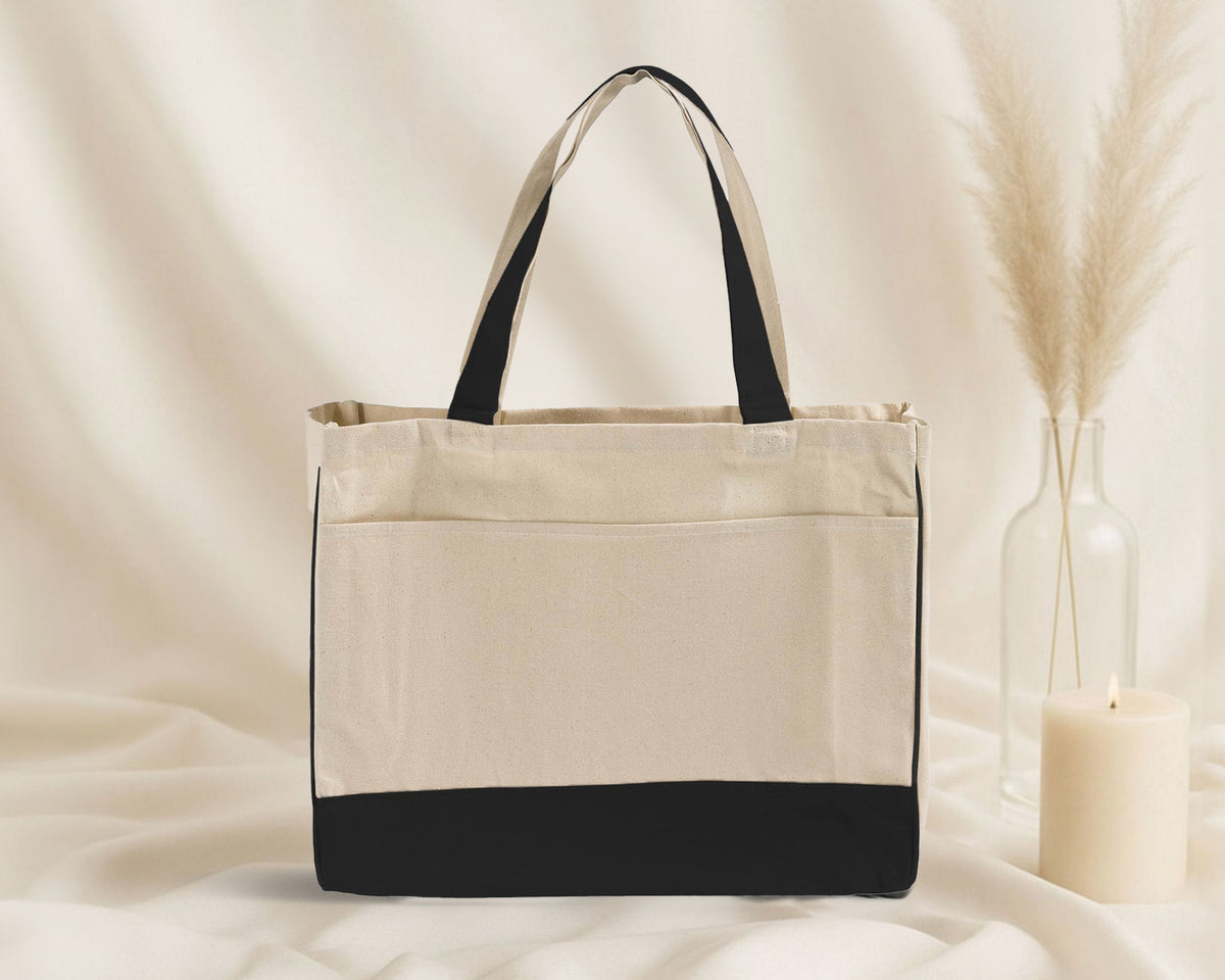 Blank Stylish Canvas Tote Bag — 12oz Cotton | Two-Tone
