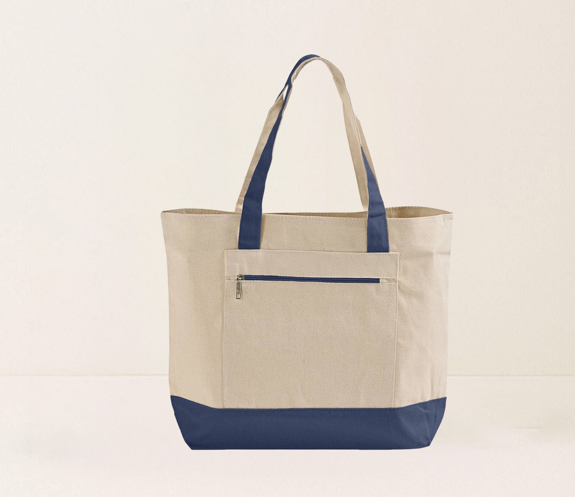 Blank Ultimate Zip Canvas Tote Bag — 12oz Cotton | Zipper Pocket