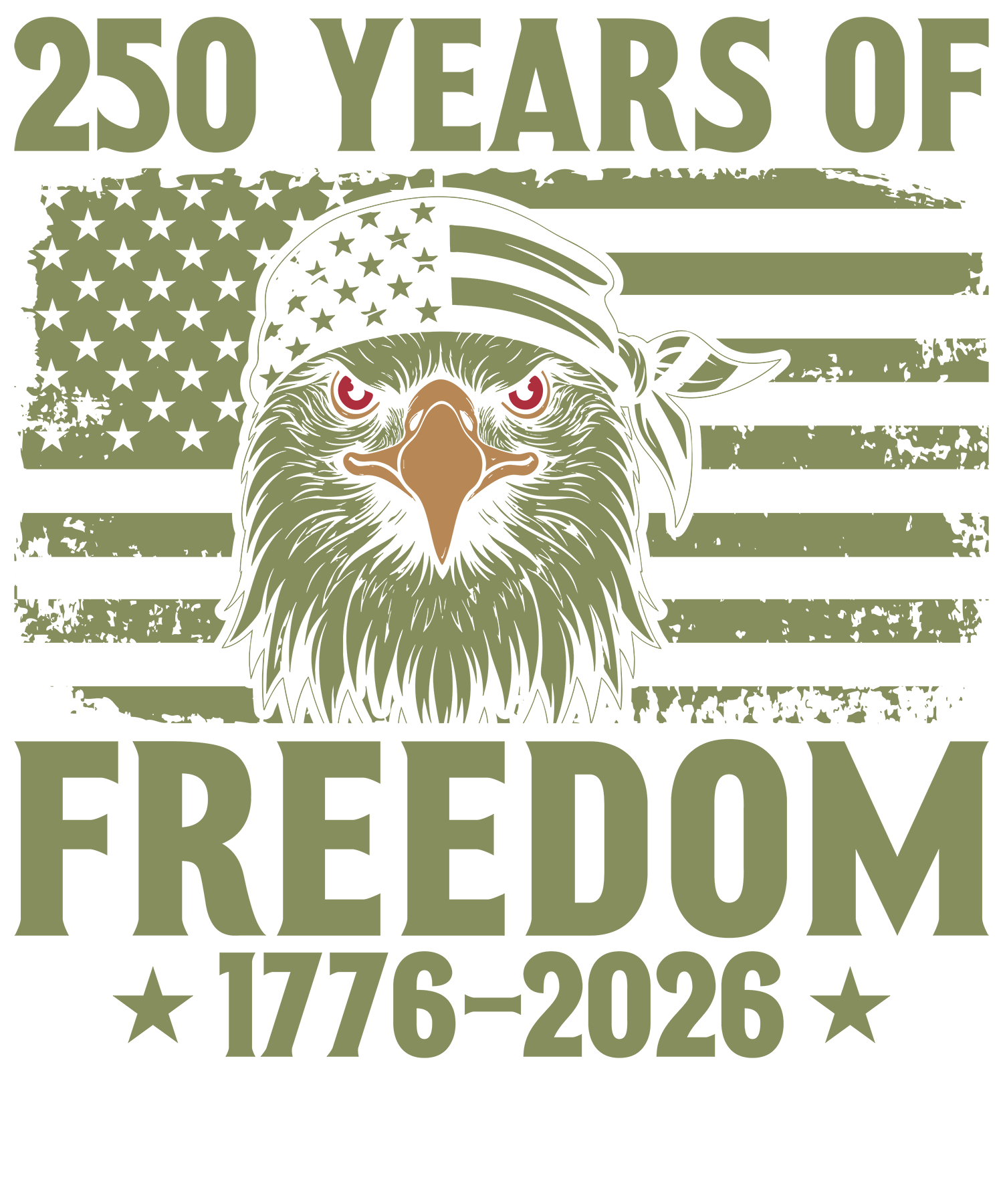 250 Years of Freedom Patriotic Eagle – 4th of July Ready to Press DTF Transfer