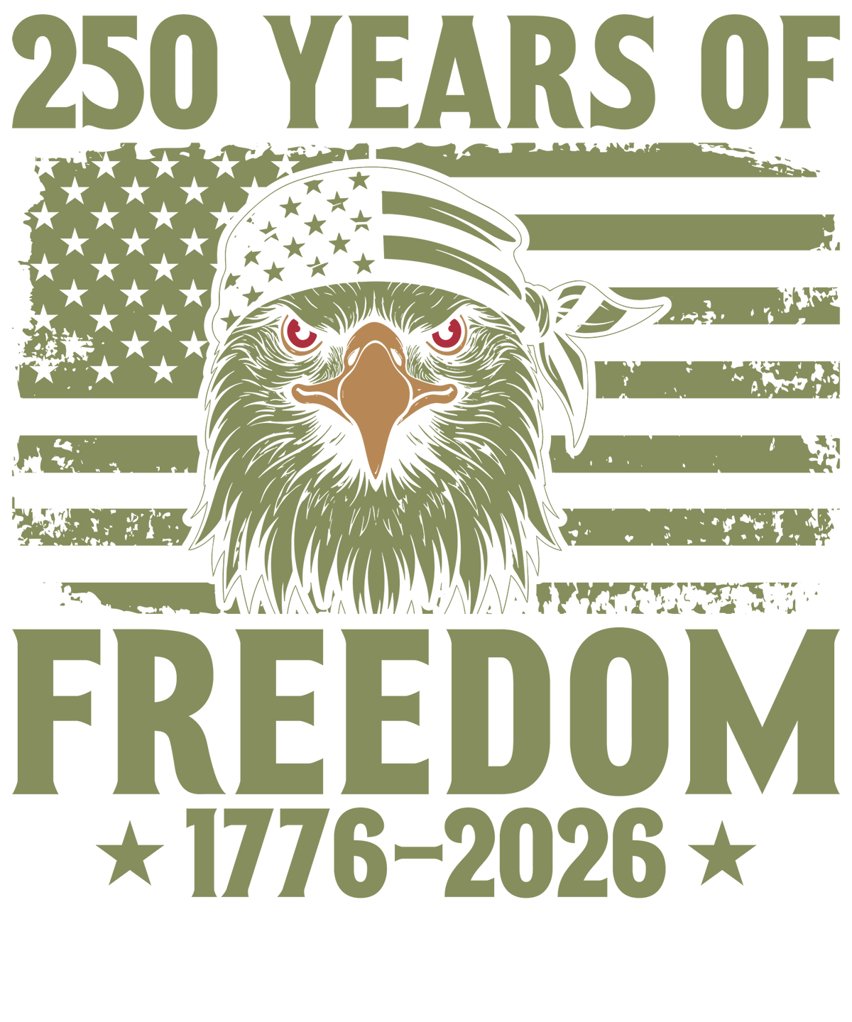 250 Years of Freedom Patriotic Eagle – 4th of July Ready to Press DTF Transfer