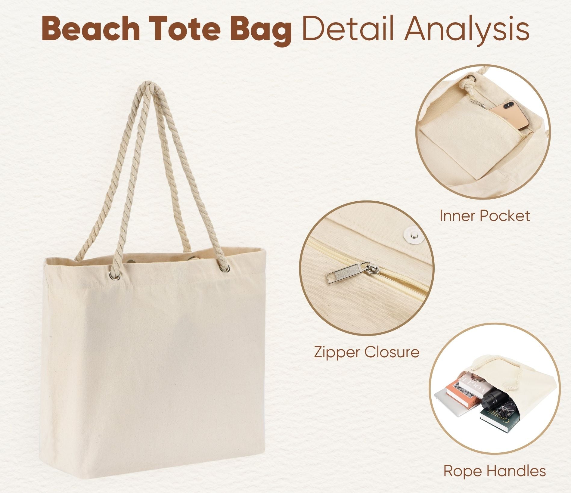 Beach Tote Bag – Custom Cotton Rope Handle Bag