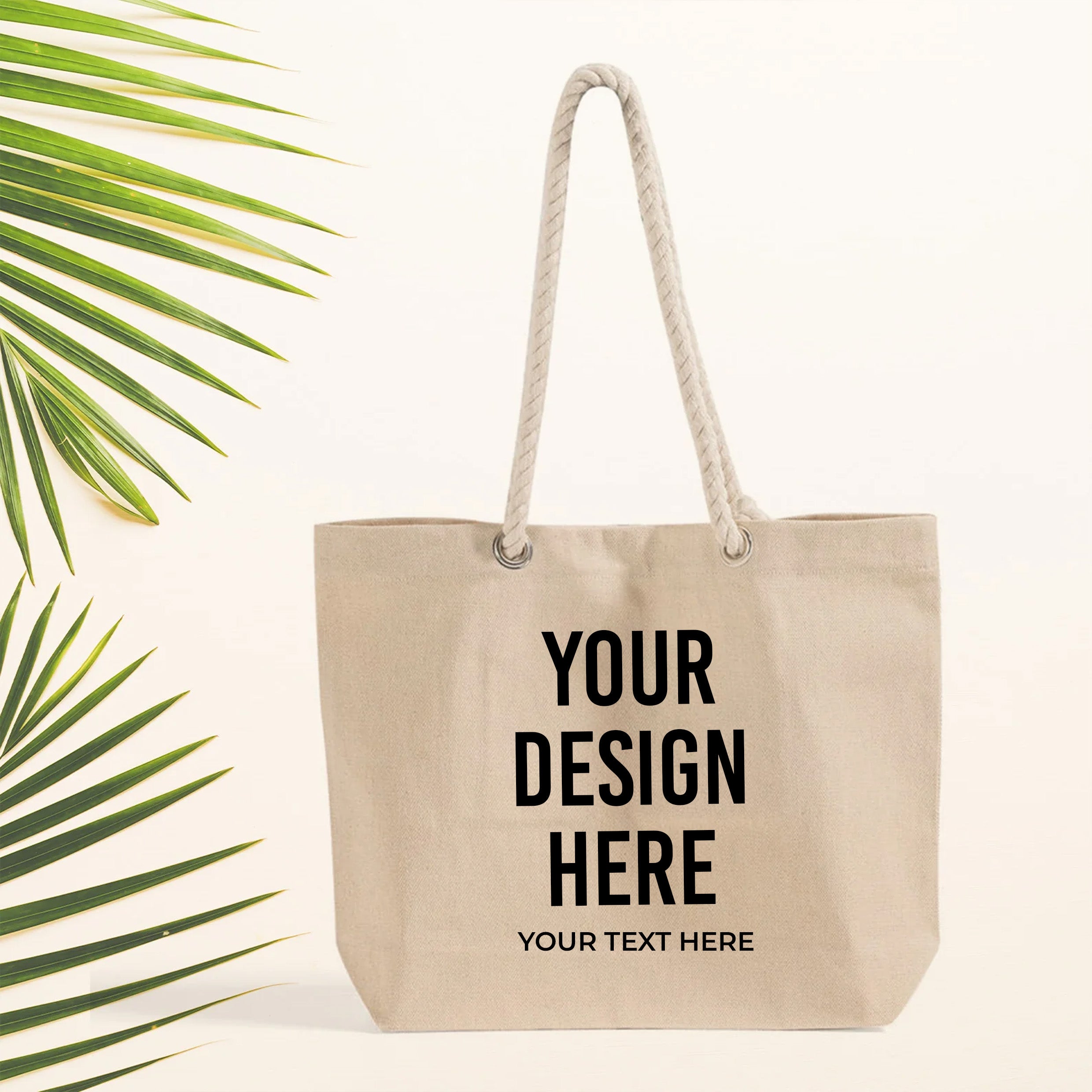 Beach Tote Bag – Custom Cotton Rope Handle Bag