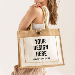 Custom Closure Jute Tote Bag