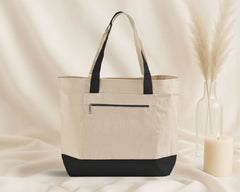Blank Ultimate Zip Canvas Tote Bag — 12oz Cotton | Zipper Pocket