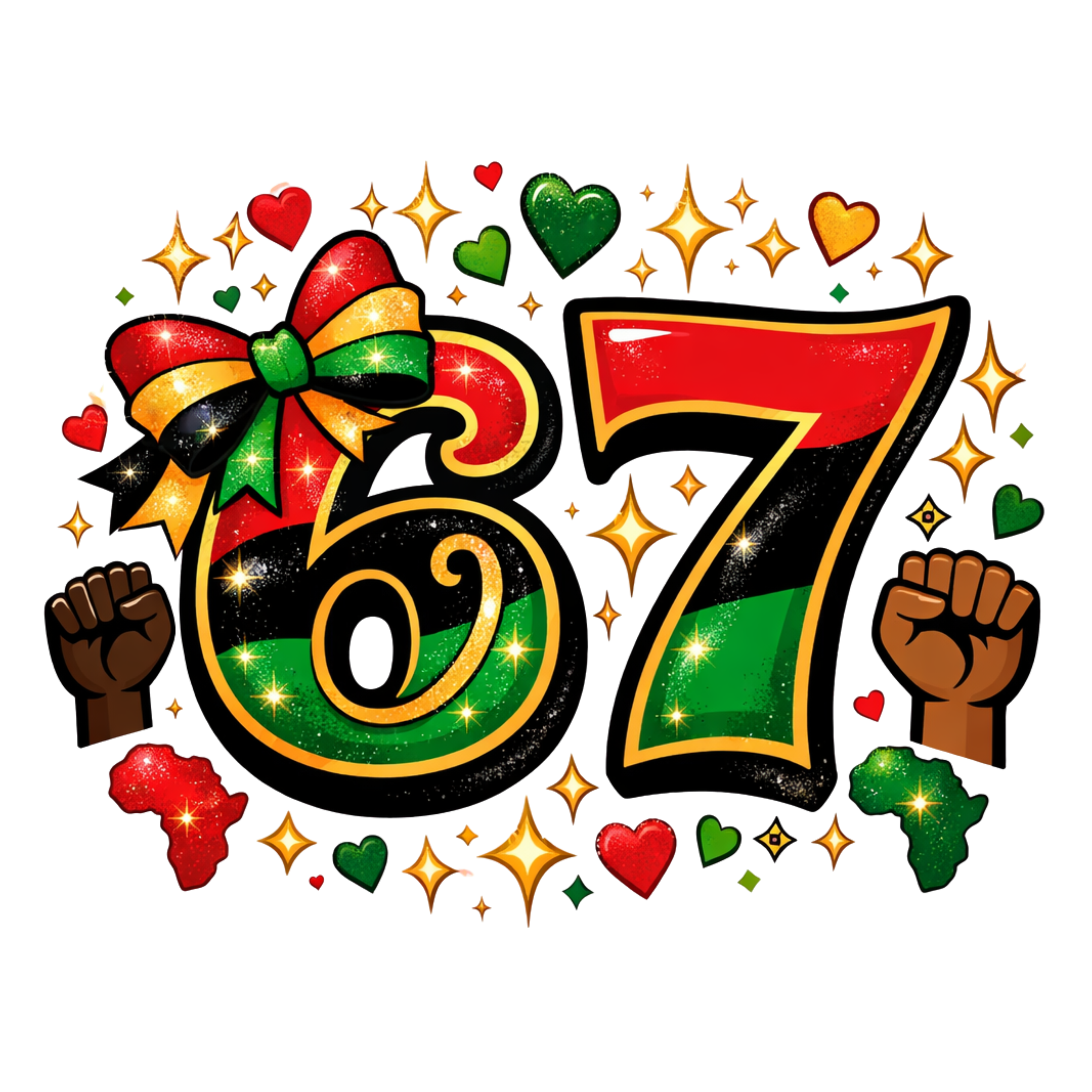 67 Pan African Hearts Fists Design – Human Rights Ready to Press DTF Transfer