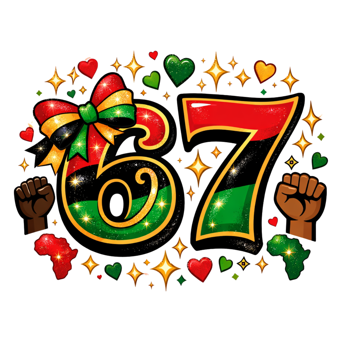 67 Pan African Hearts Fists Design – Human Rights Ready to Press DTF Transfer