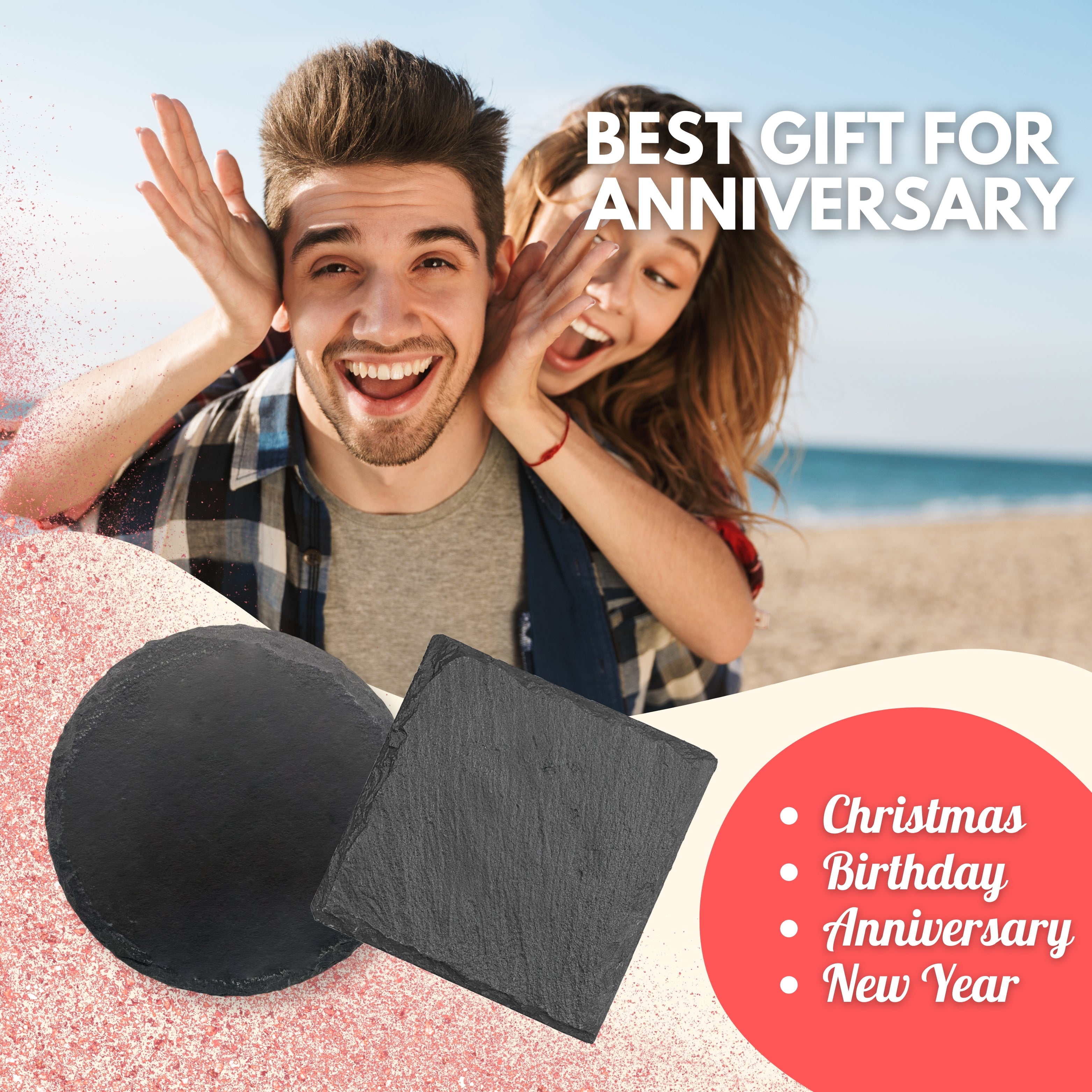 Custom Engraved Slate Coaster (Round or Square)