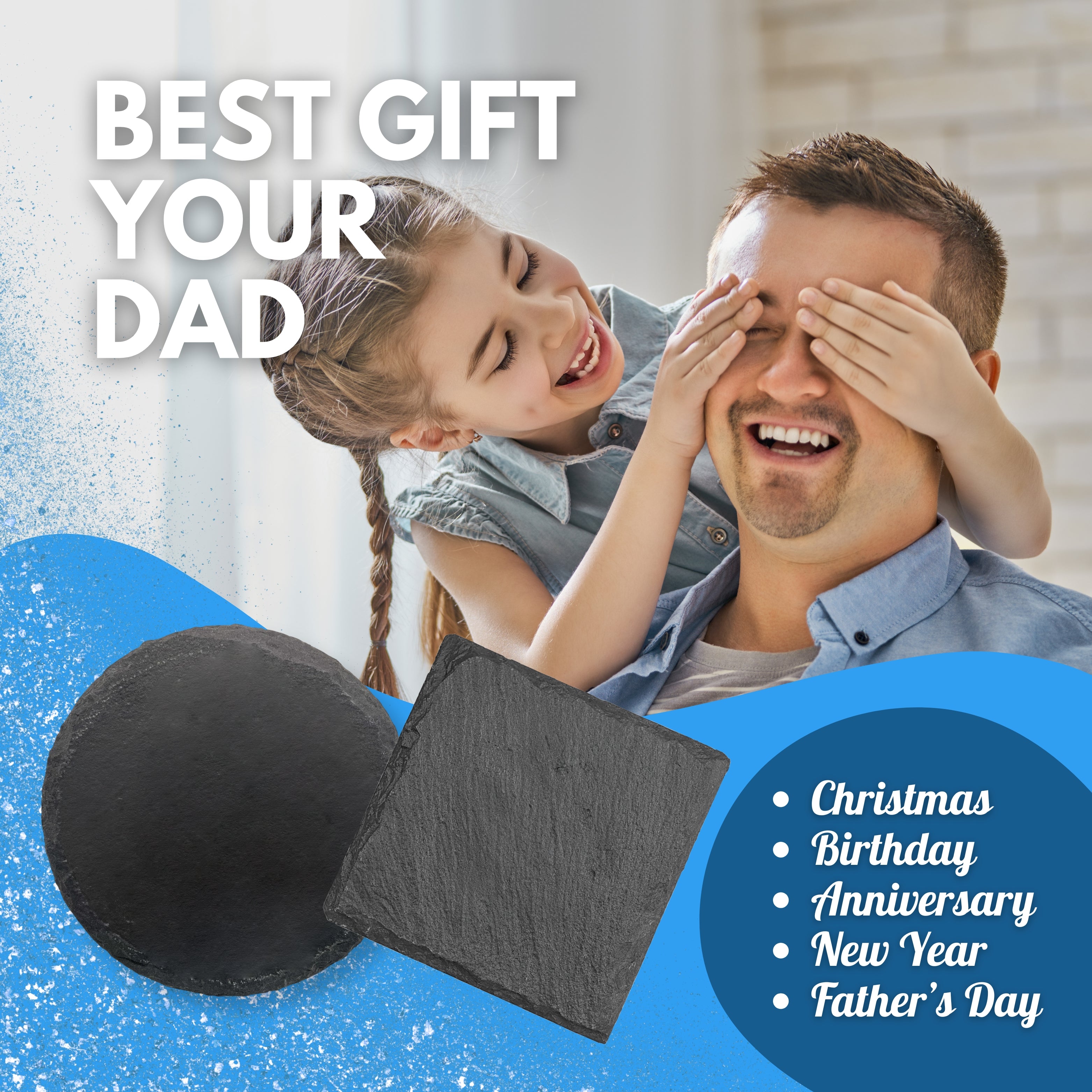 Premium Blank Slate Coasters – Natural Stone (Round or Square) | Ready for Customization