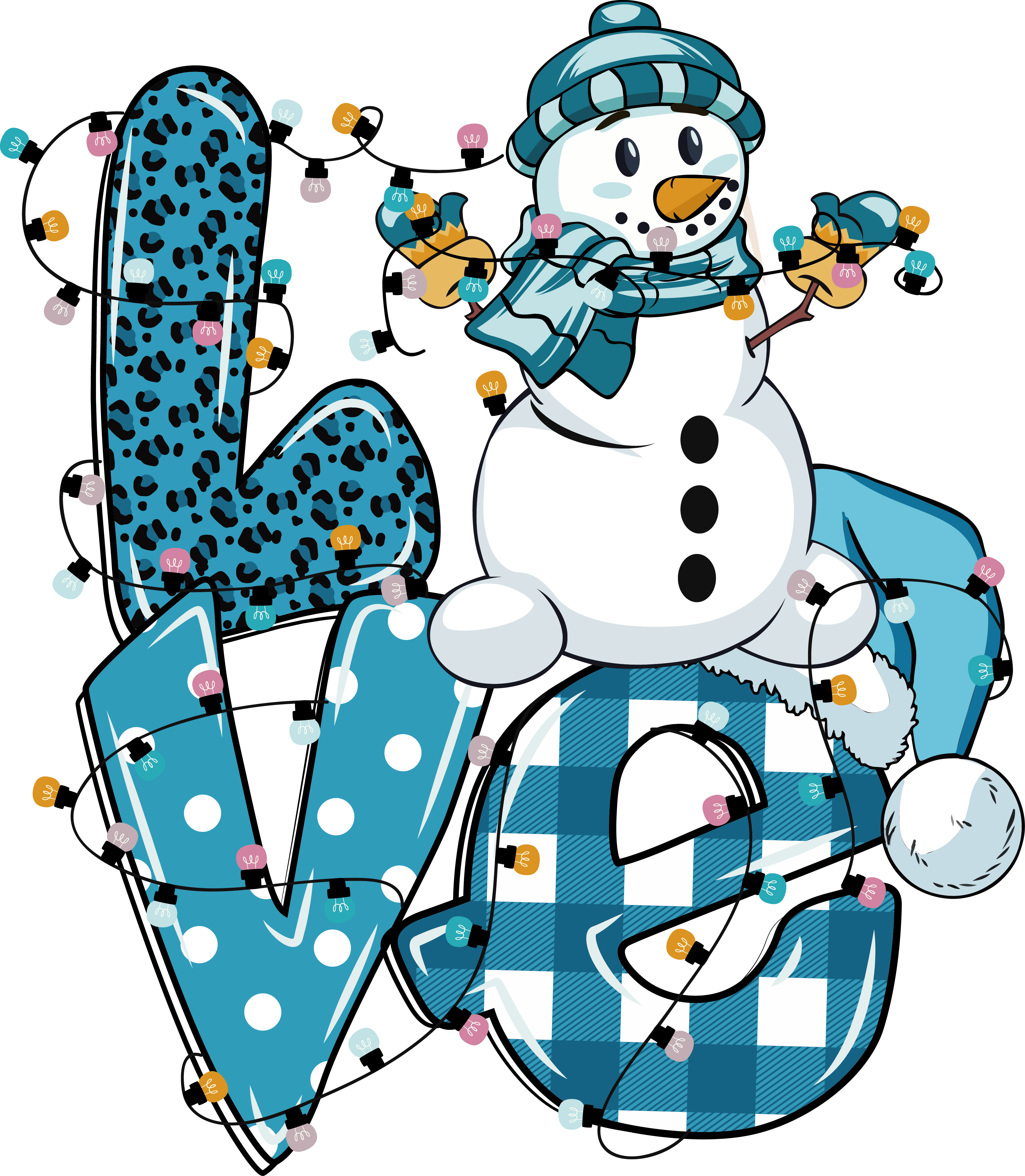 Love Snow Man Christmas - Christmas Ready to Press DTF Transfer