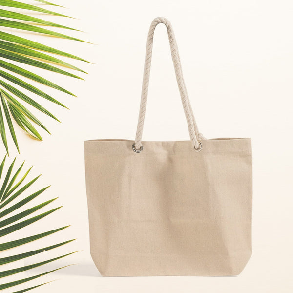 Blank Beach Tote Bag — Cotton Rope Handles