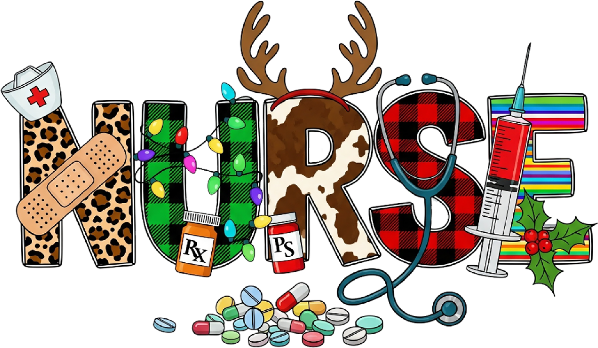 Western Nurse Christmas - Christmas Ready to Press DTF Transfer