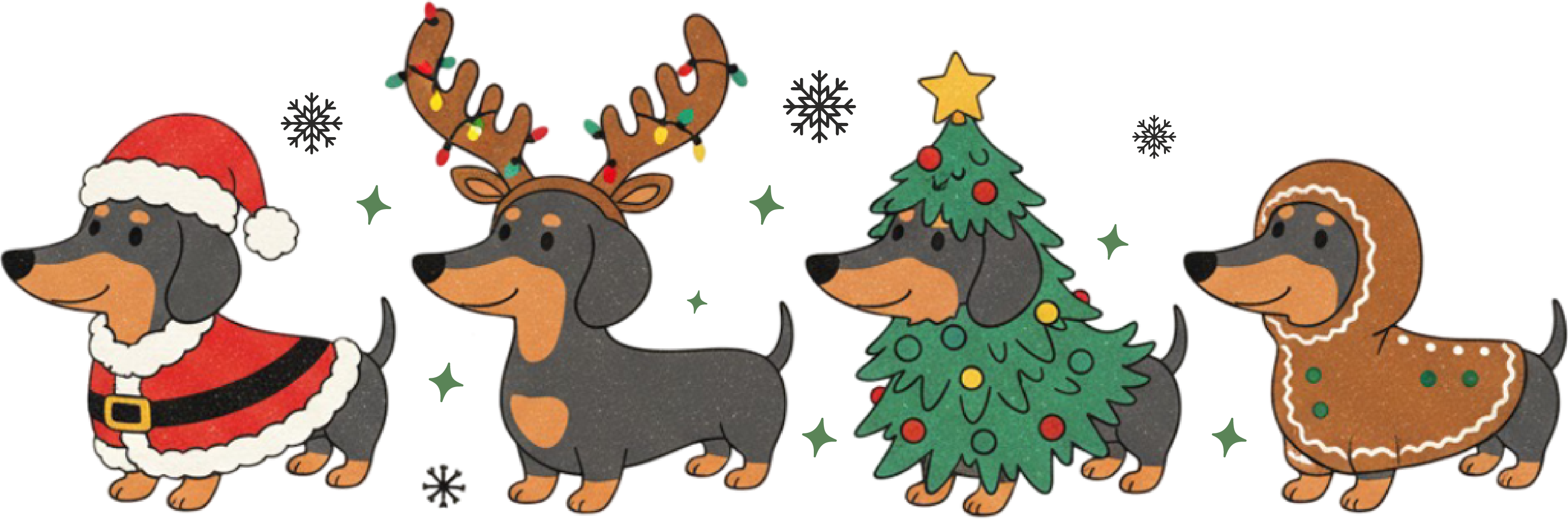 Christmas Dachshund - Christmas Ready to Press DTF Transfer