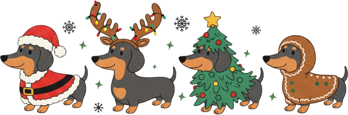 Christmas Dachshund - Christmas Ready to Press DTF Transfer