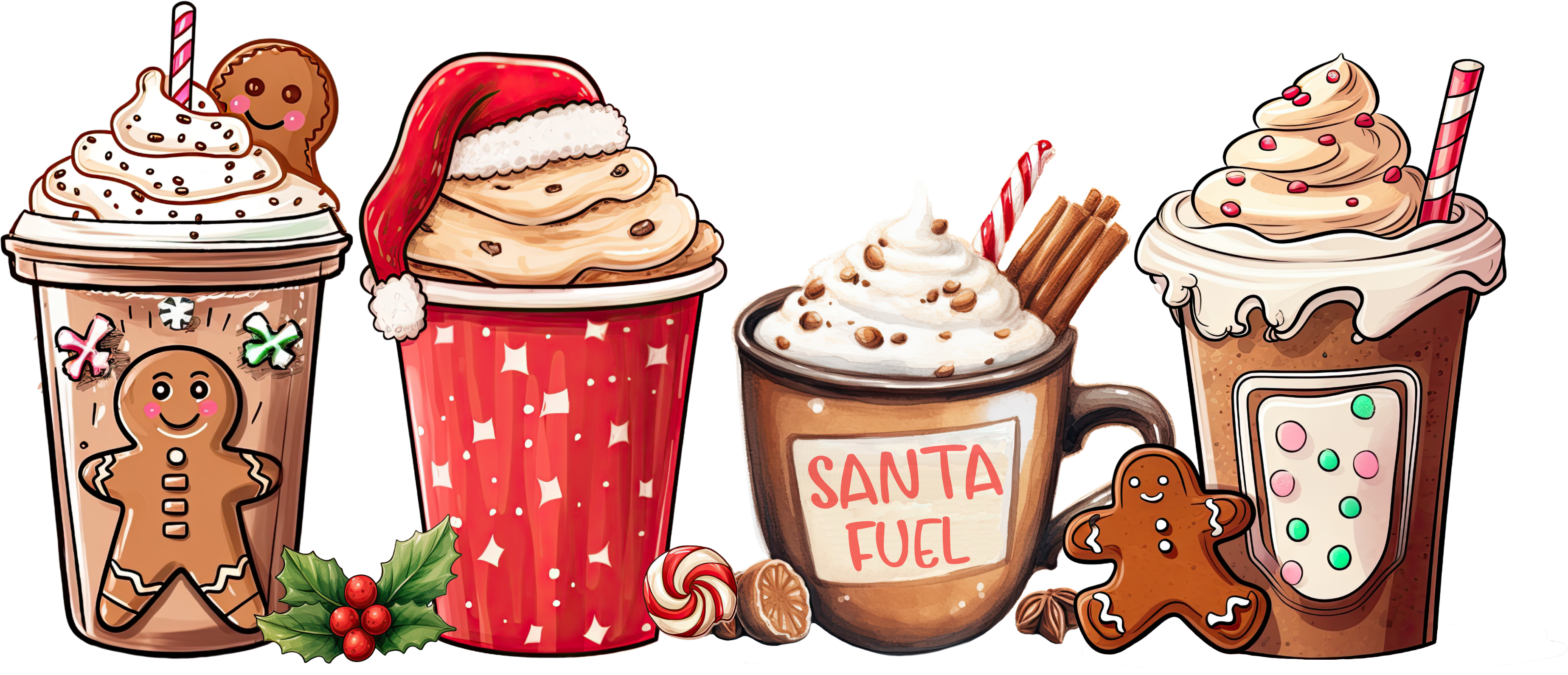 Gingerbread Christmas Coffee - Christmas Ready to Press DTF Transfer