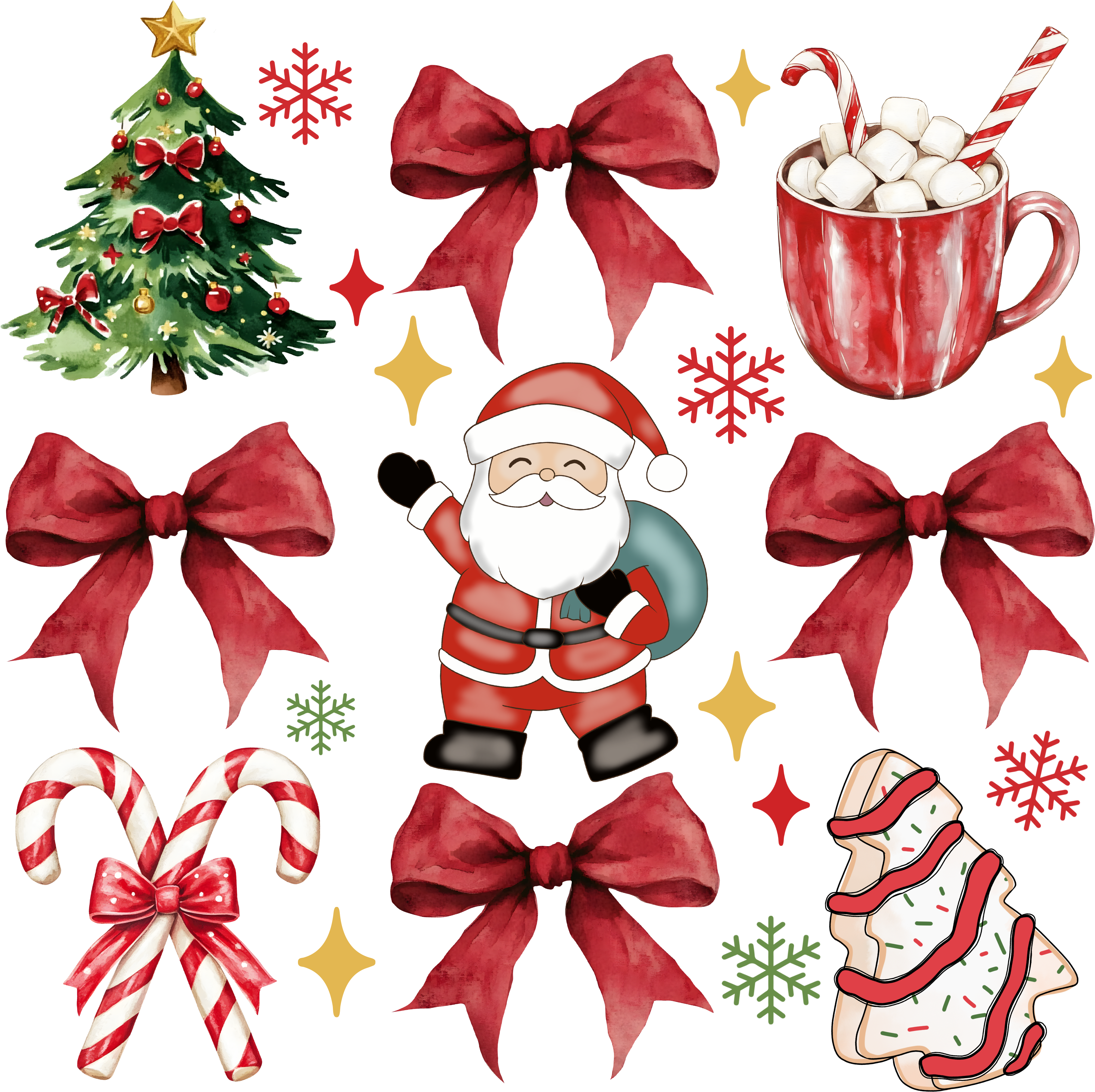 Christmas Santa Bow - Christmas Ready to Press DTF Transfer