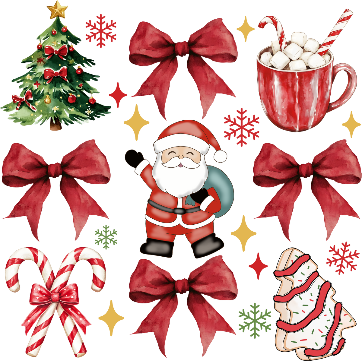 Christmas Santa Bow - Christmas Ready to Press DTF Transfer