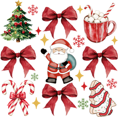 Christmas Santa Bow - Christmas Ready to Press DTF Transfer