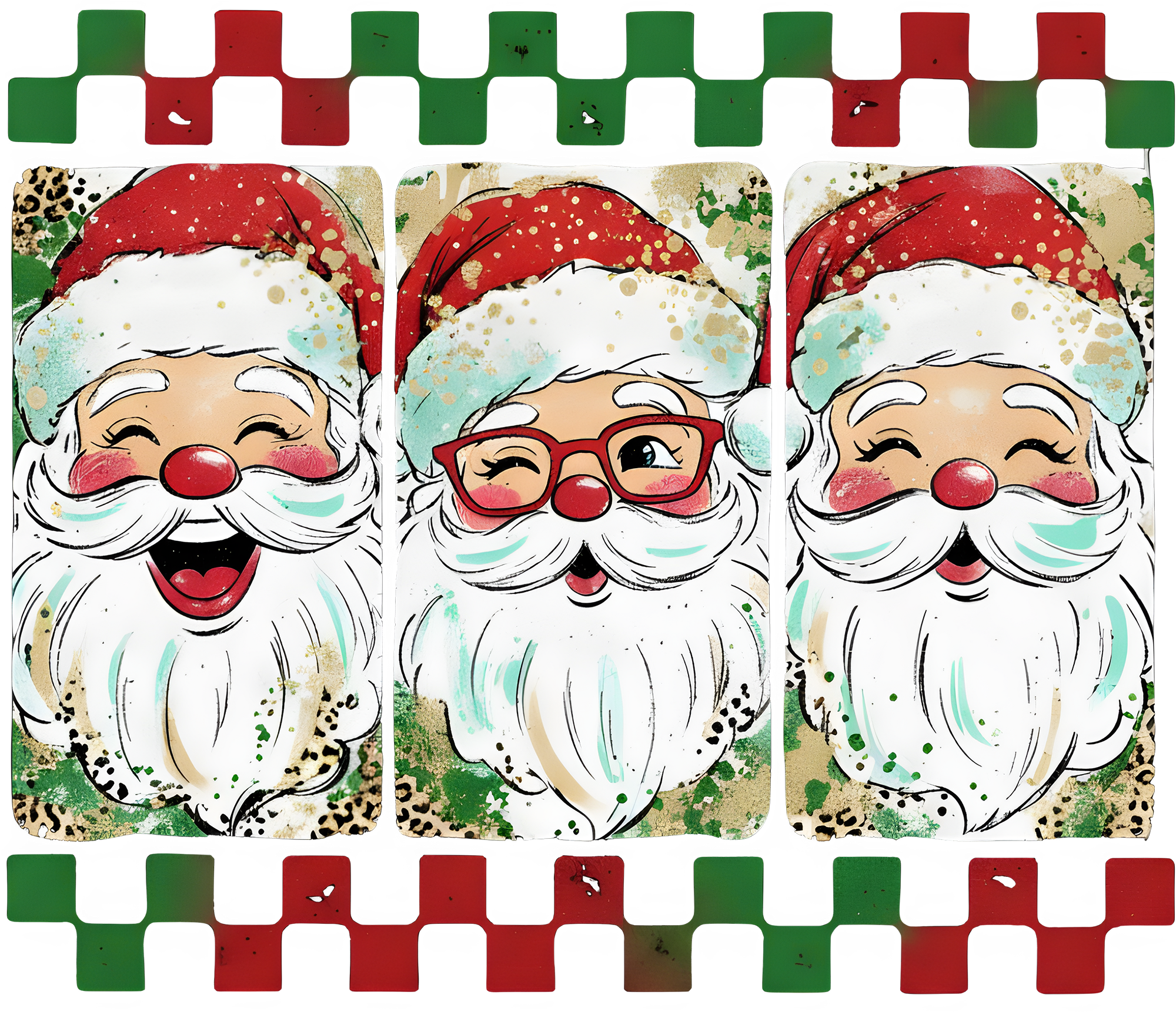 Preppy Brushstroke Christmas Santa - Christmas Ready to Press DTF Transfer