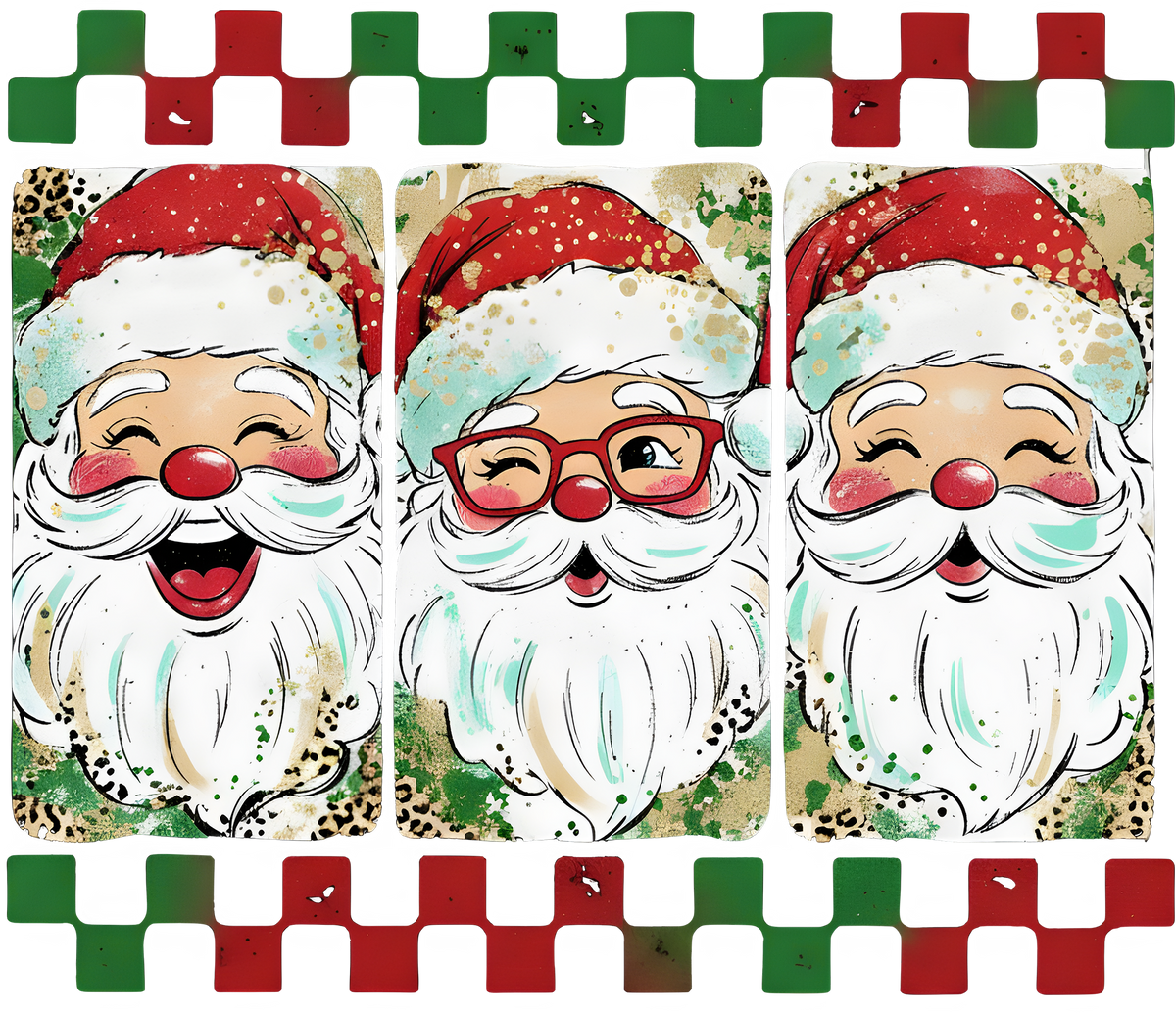 Preppy Brushstroke Christmas Santa - Christmas Ready to Press DTF Transfer