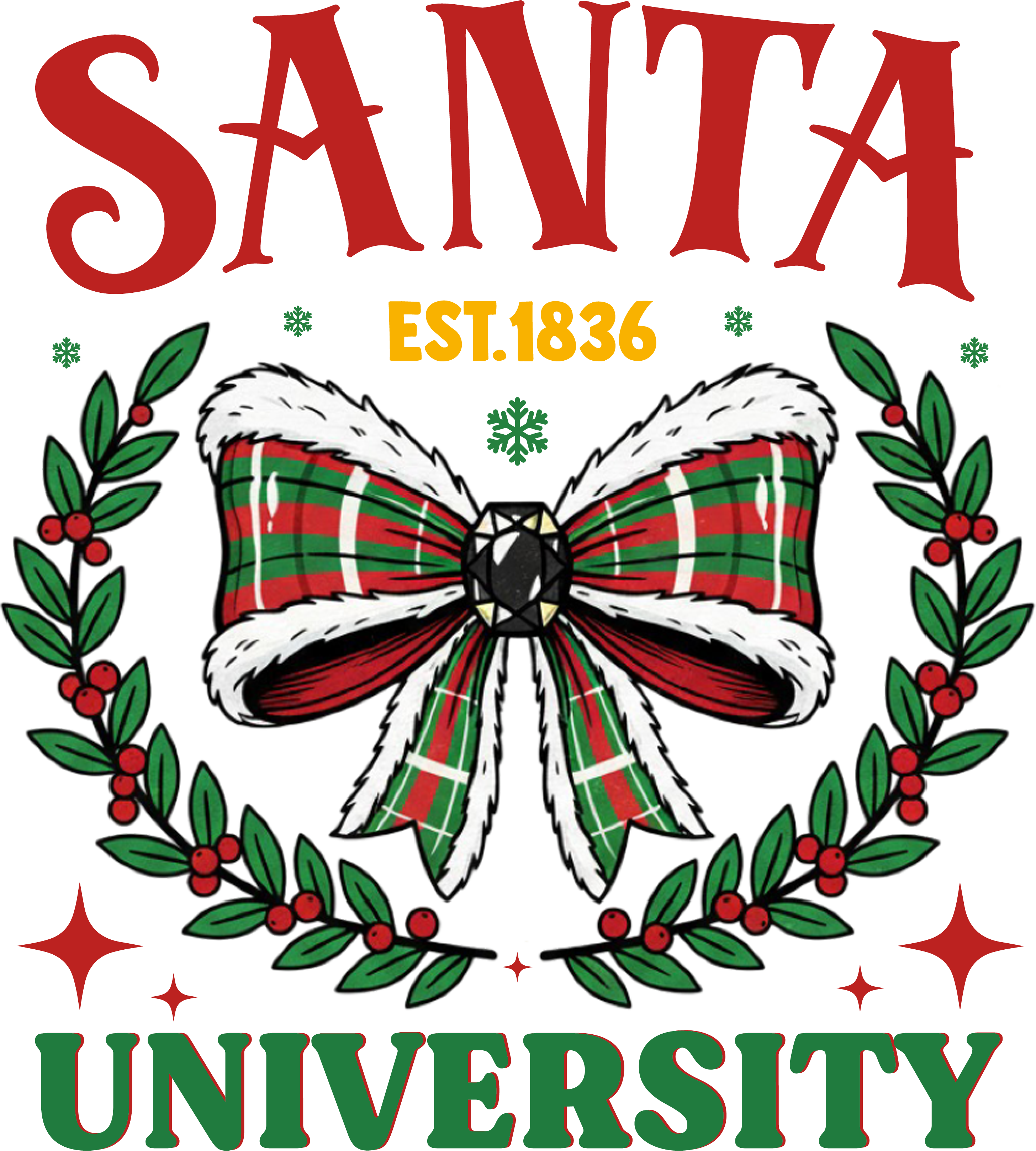 Santa University - Christmas Ready to Press DTF Transfer