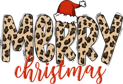 Santa Hat Leopard Merry Christmas- Christmas Ready to Press DTF Transfer