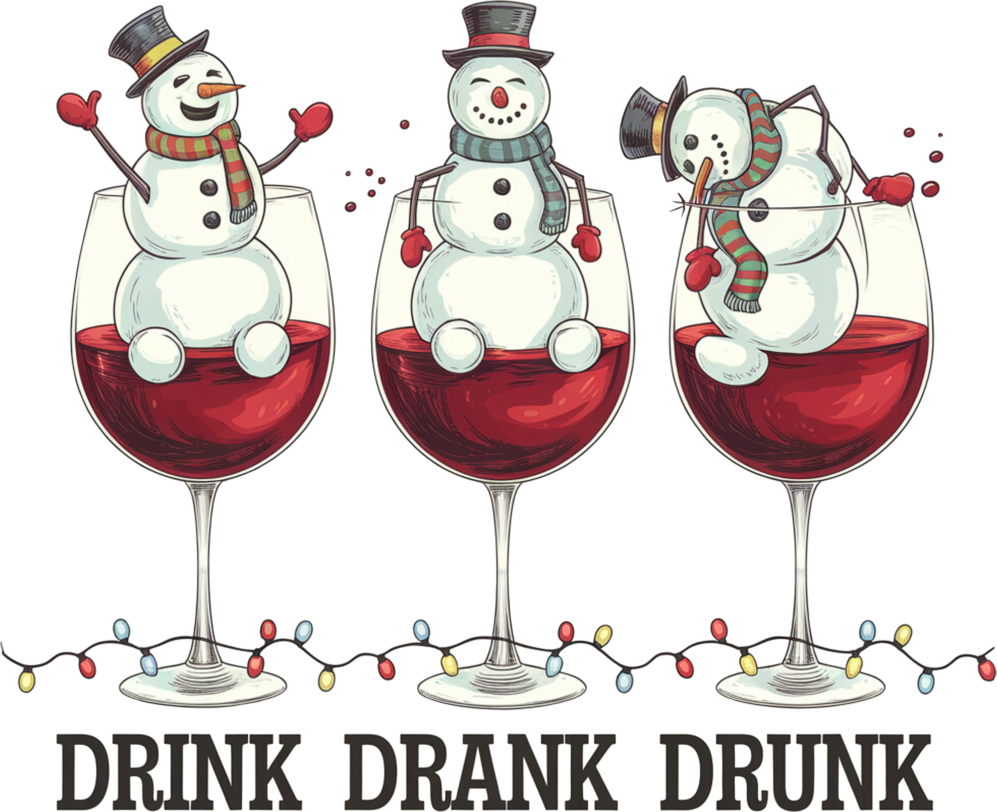 Drink Drank Drunk Christmas Wine - Christmas Ready to Press DTF Transfer