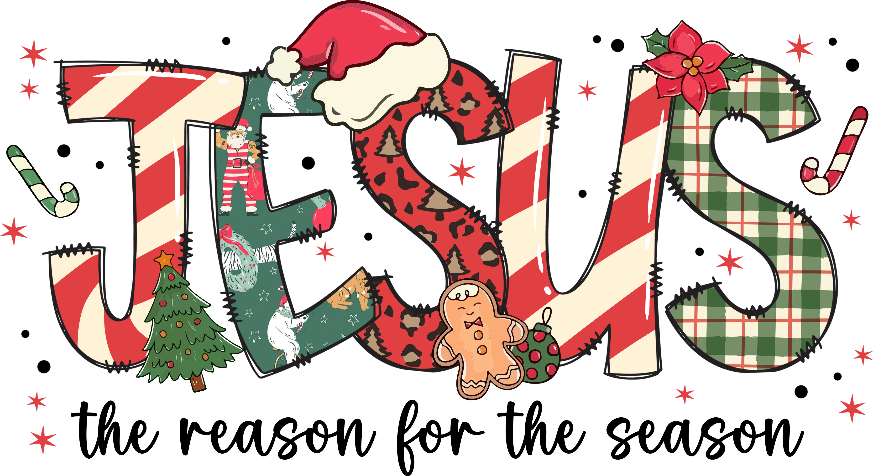 Retro Jesus Christmas Reason For The Season - Christmas Ready to Press DTF Transfer