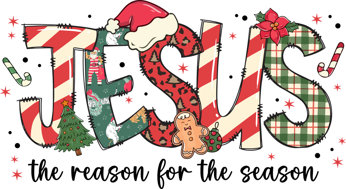 Retro Jesus Christmas Reason For The Season - Christmas Ready to Press DTF Transfer