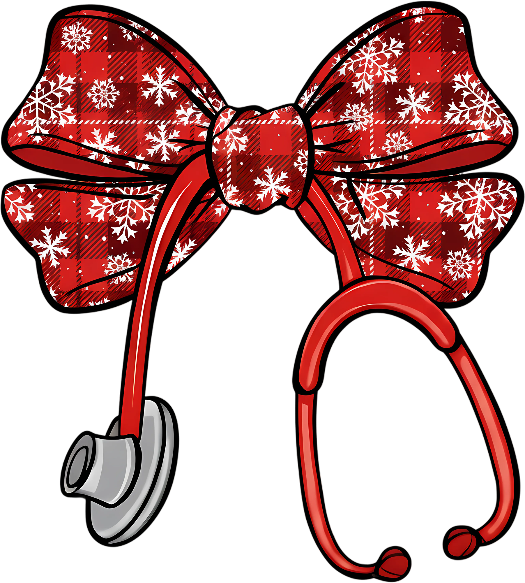 Nurse Christmas Coquette Bow - Christmas Ready to Press DTF Transfer
