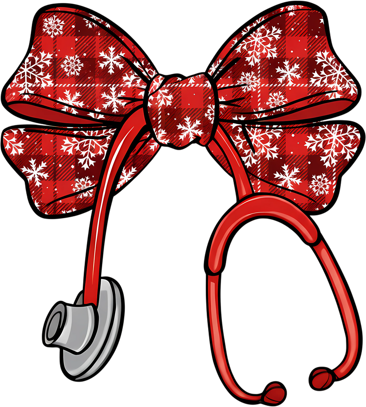 Nurse Christmas Coquette Bow - Christmas Ready to Press DTF Transfer