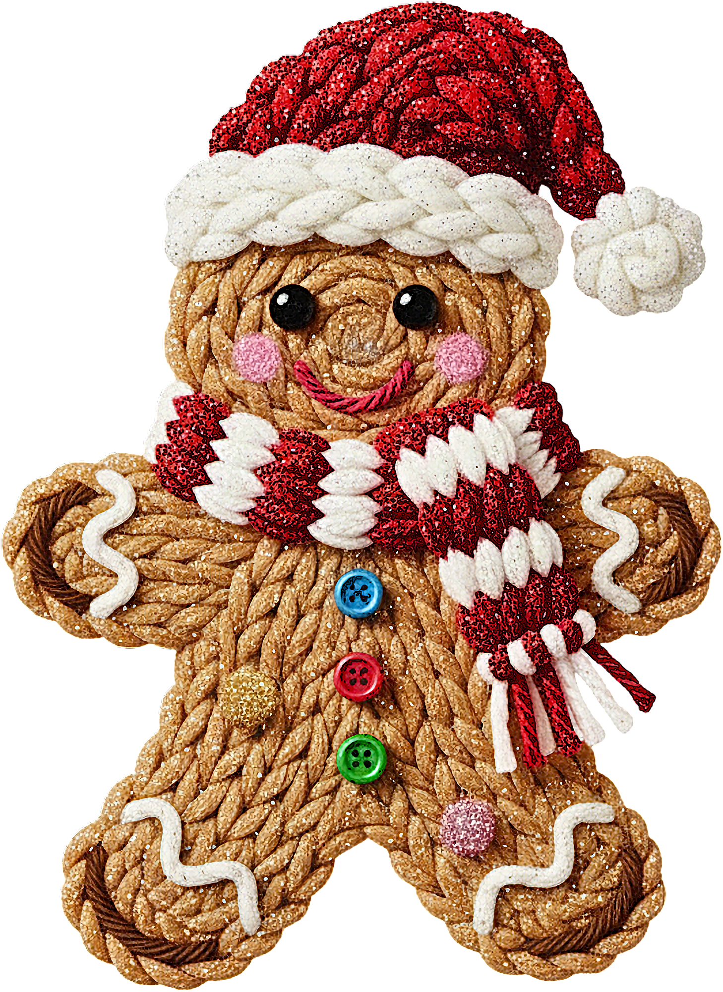 Faux Yarn Gingerbread Man - Christmas Ready to Press DTF Transfer
