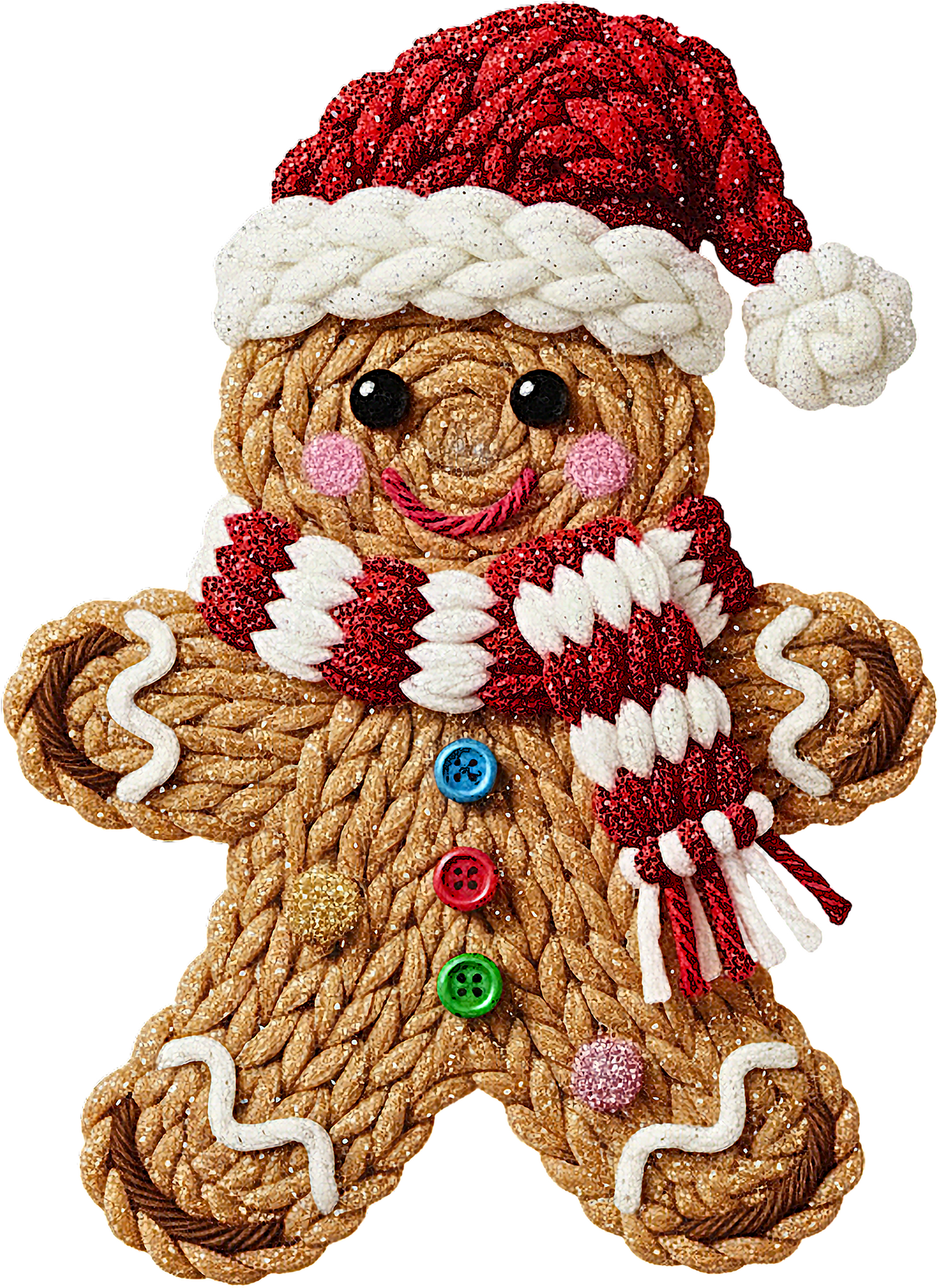 Faux Yarn Gingerbread Man - Christmas Ready to Press DTF Transfer