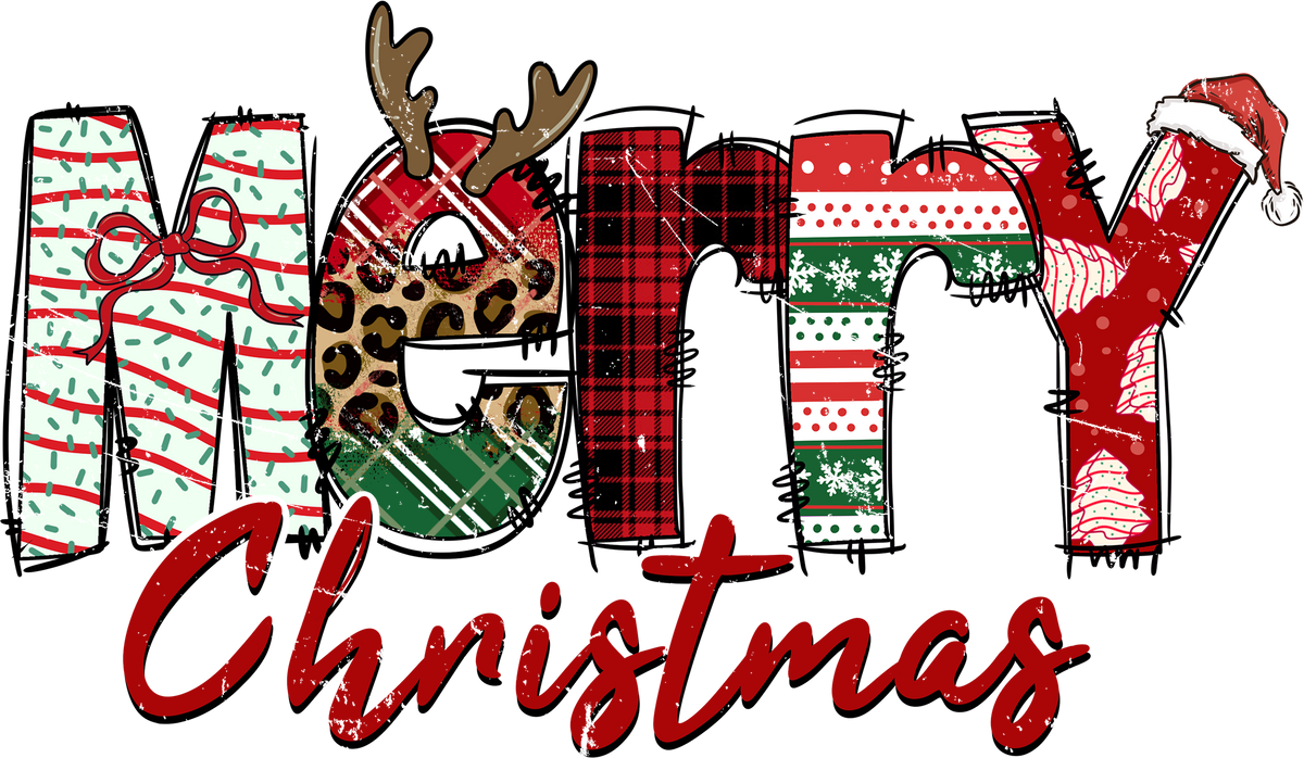 Leopard Plaid Grunge Merry Christmas - Christmas Ready to Press DTF Transfer