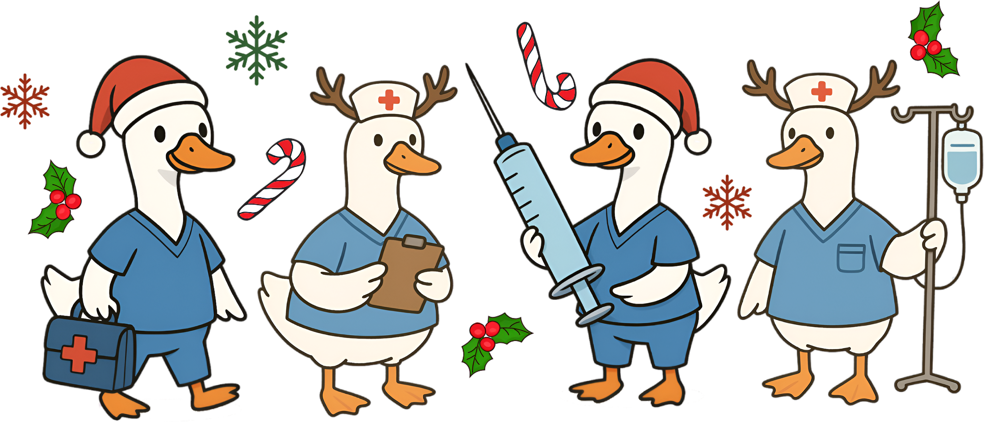 Christmas Nurse Goose - Christmas Ready to Press DTF Transfer