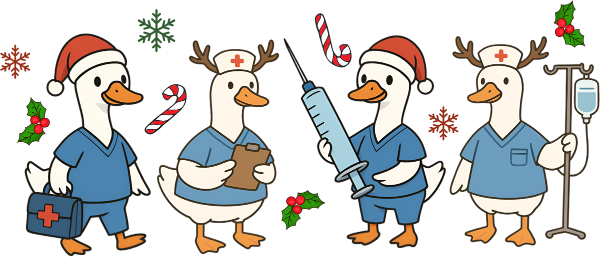 Christmas Nurse Goose - Christmas Ready to Press DTF Transfer