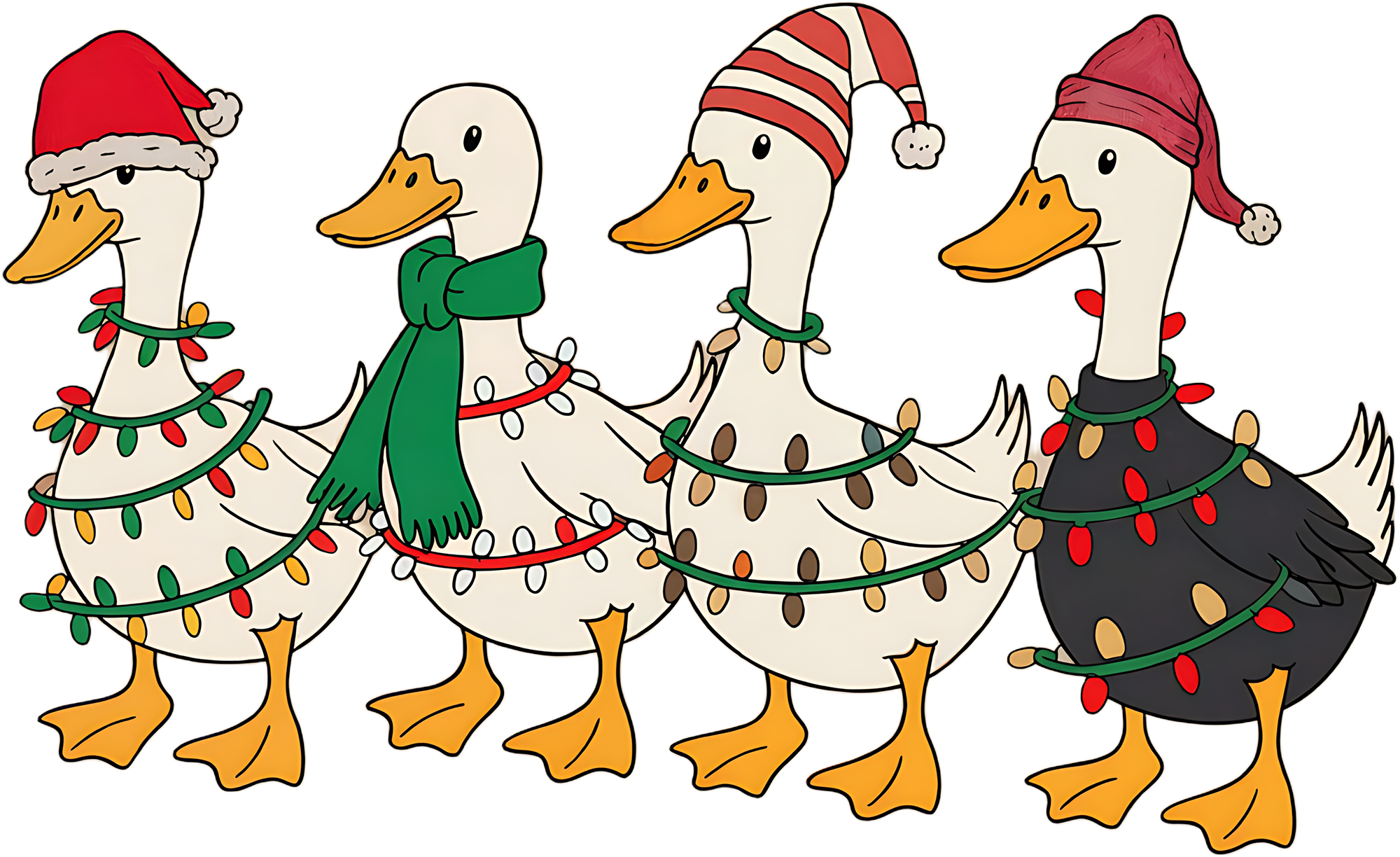 Christmas Lights Goose - Christmas Ready to Press DTF Transfer